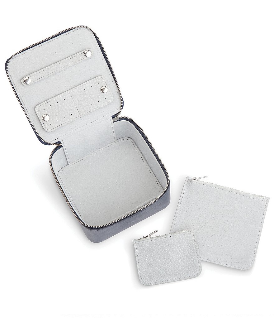 ROYCE New York Leather Zippered Travel Jewelry Organizer Case