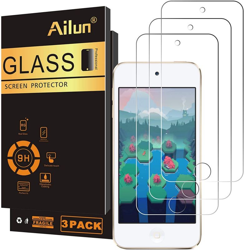 Ailun Screen Protector for iPod Touch 7 Touch 6 Touch 5 Curved Edge Tempered Glass 3Pack Compatible with iPod Touch 7th Generation 2019 Released 6th Generation 2015 Released 5th Generation Case Frien