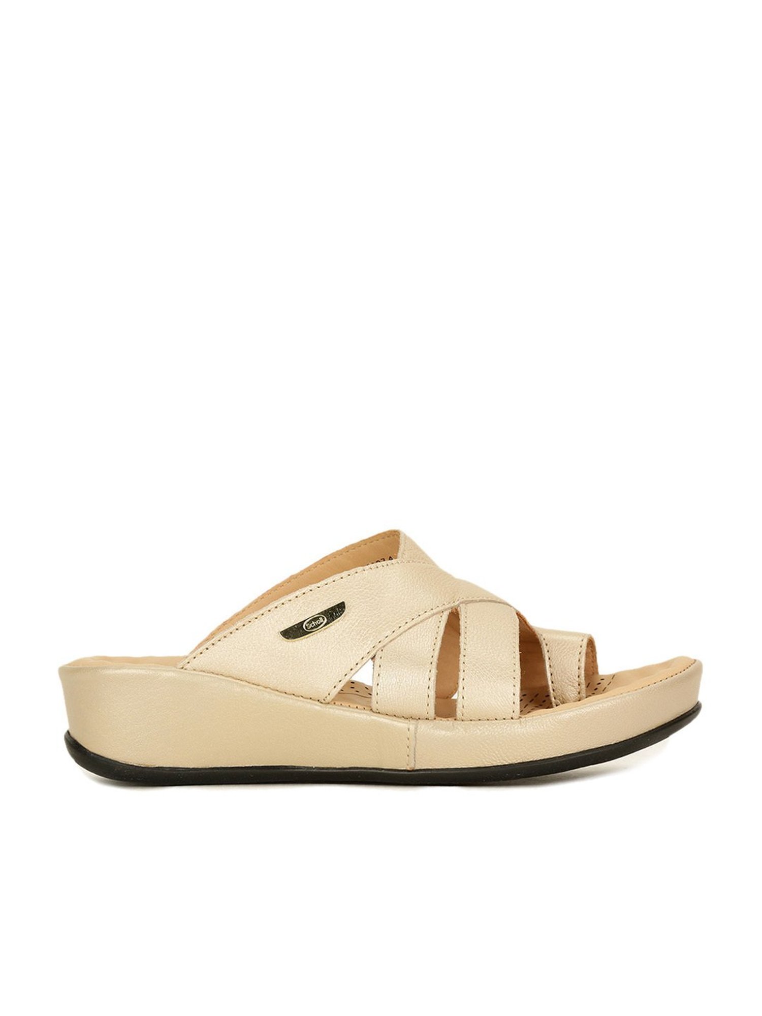 Scholl by Bata Women's Beige Toe Ring Wedges