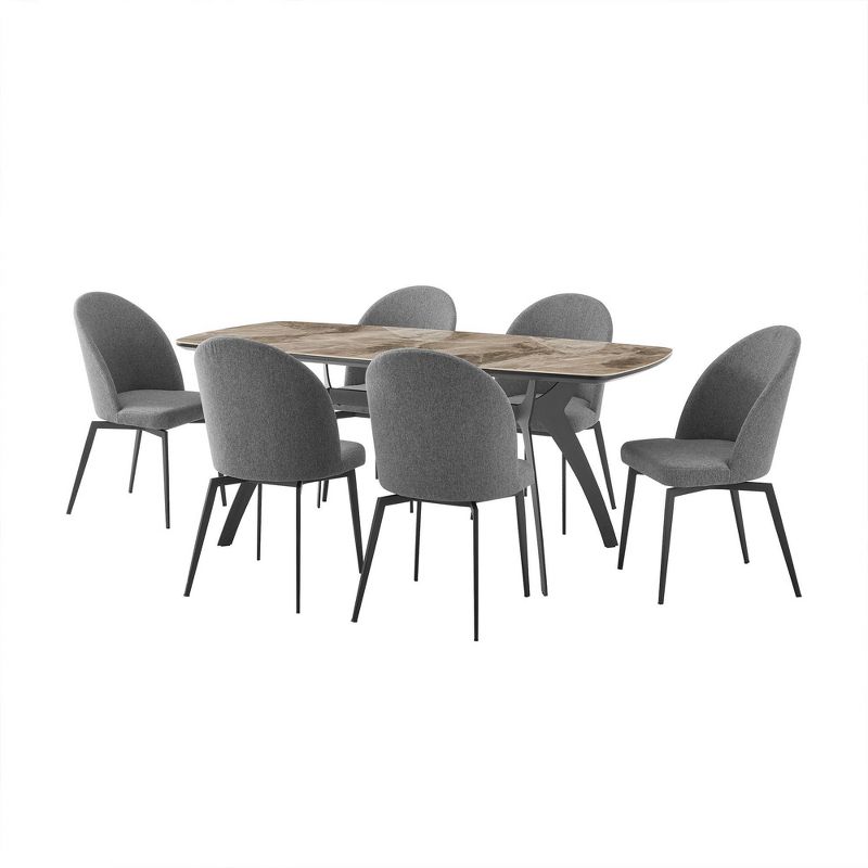 7pc Andes and Sunny Rectangular Dining Set Gray - Armen Living