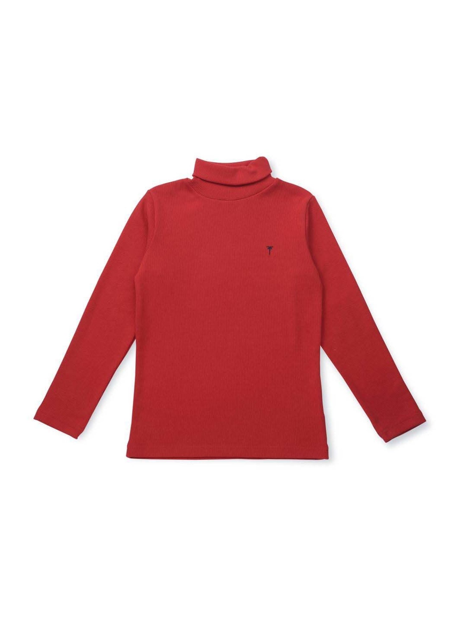 Palm Tree Kids Red Cotton Regular Fit Full Sleeves Skivvy