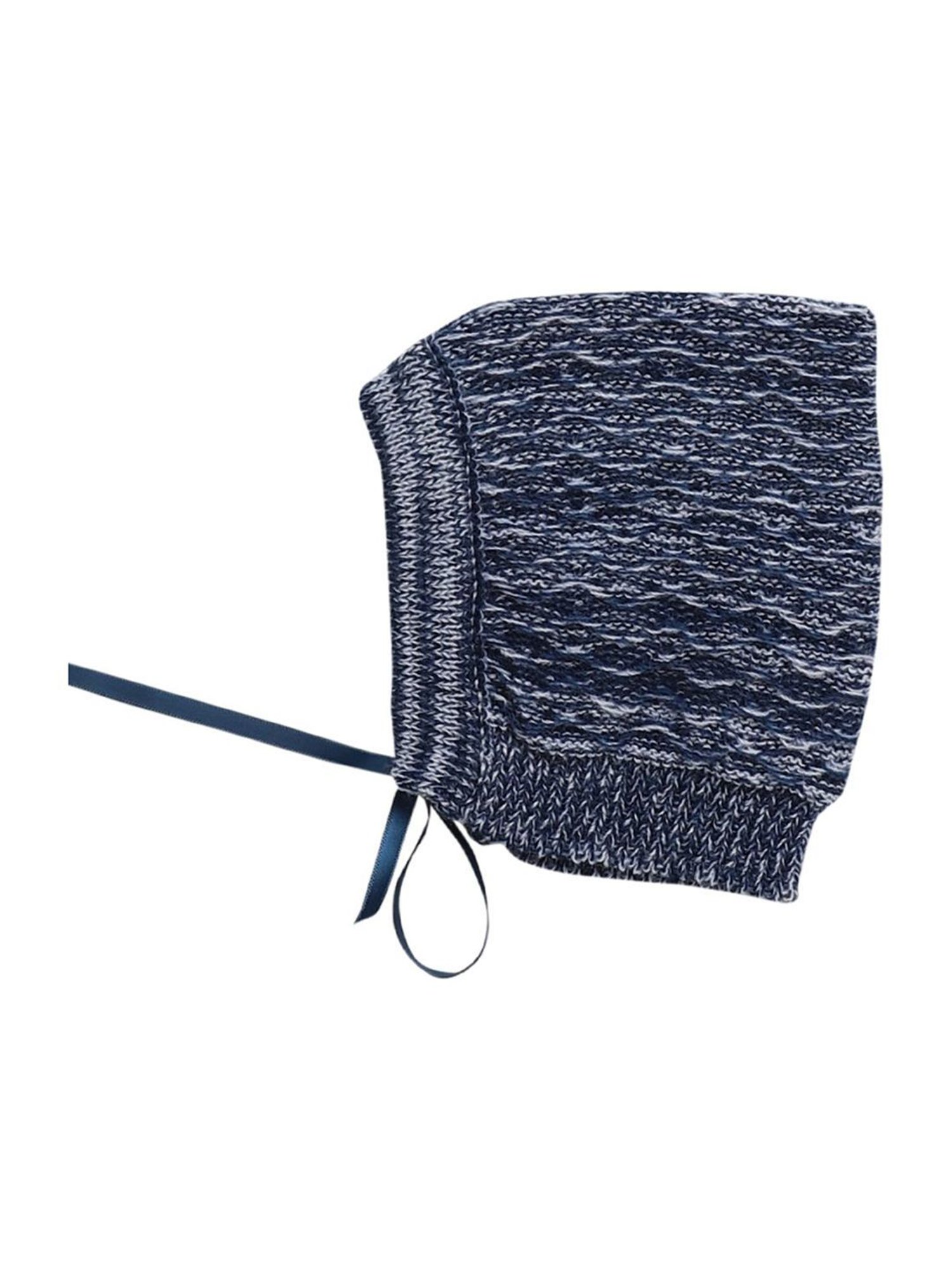 Little Angels Kids Navy Textured Pattern Full Sleeves Sweater Set