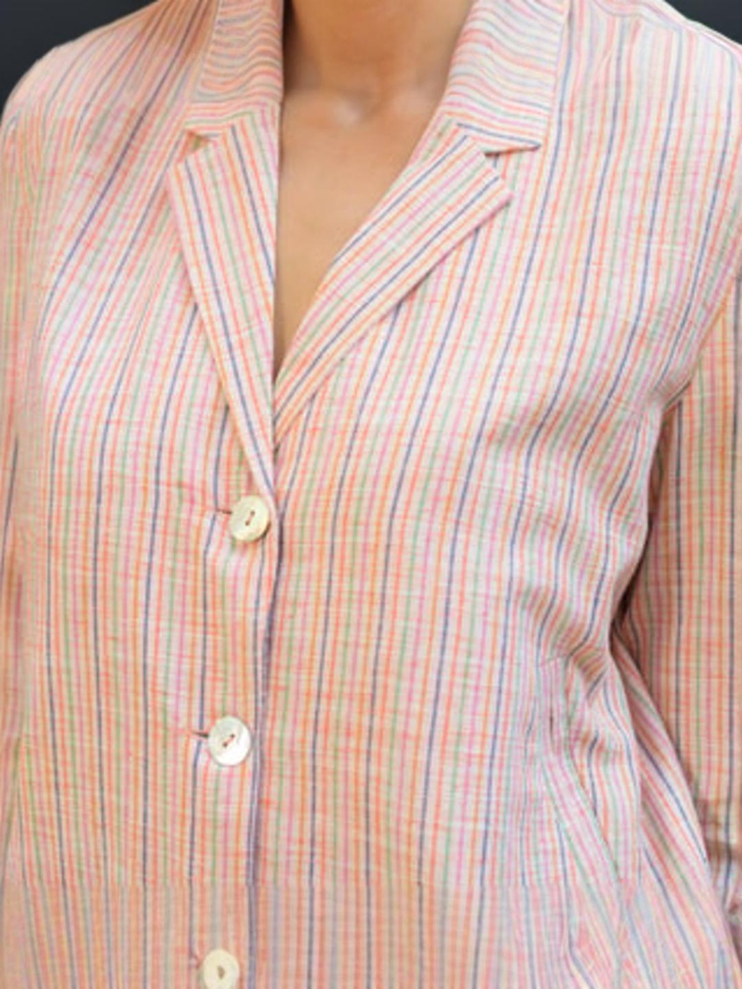 Anushe Pirani Multi Fika Buttoned Bomber Jacket