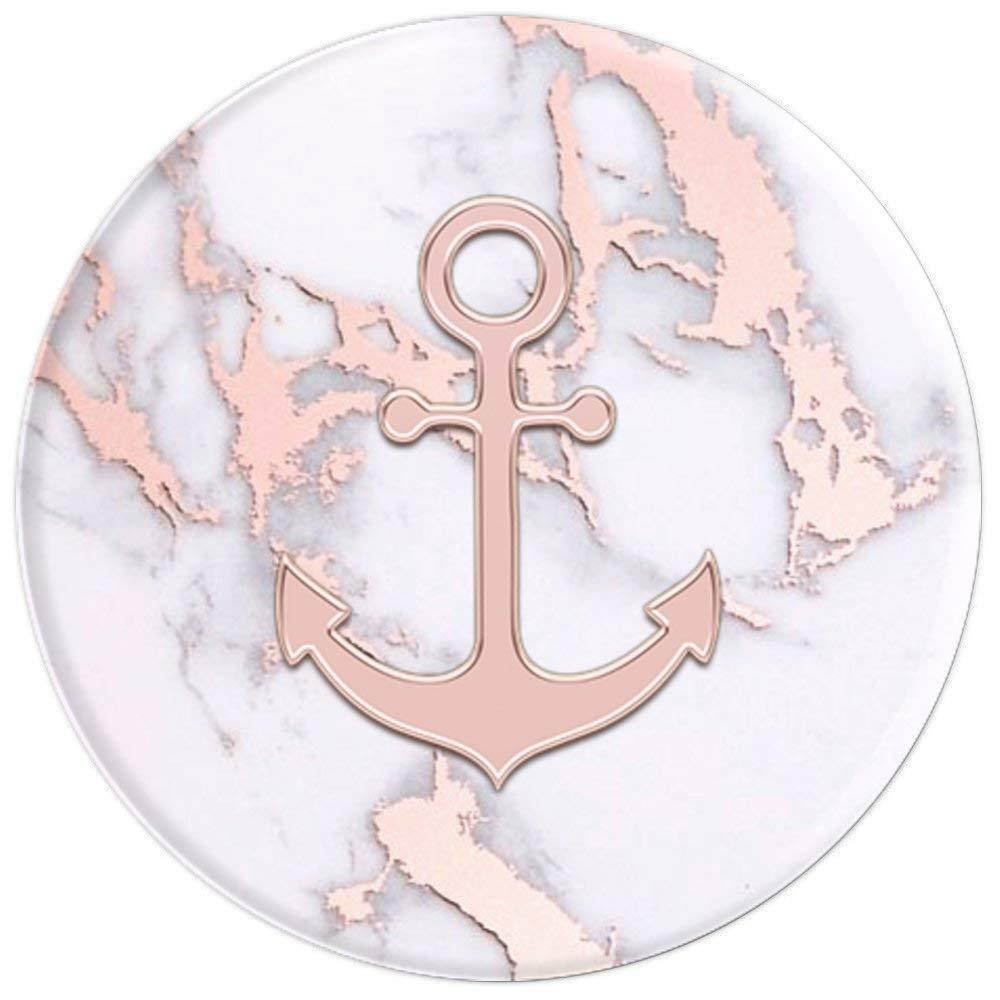 Pop Socket Anchor Rose Gold White Pink Marble Design - PopSockets Grip and Stand for Phones and Tablets