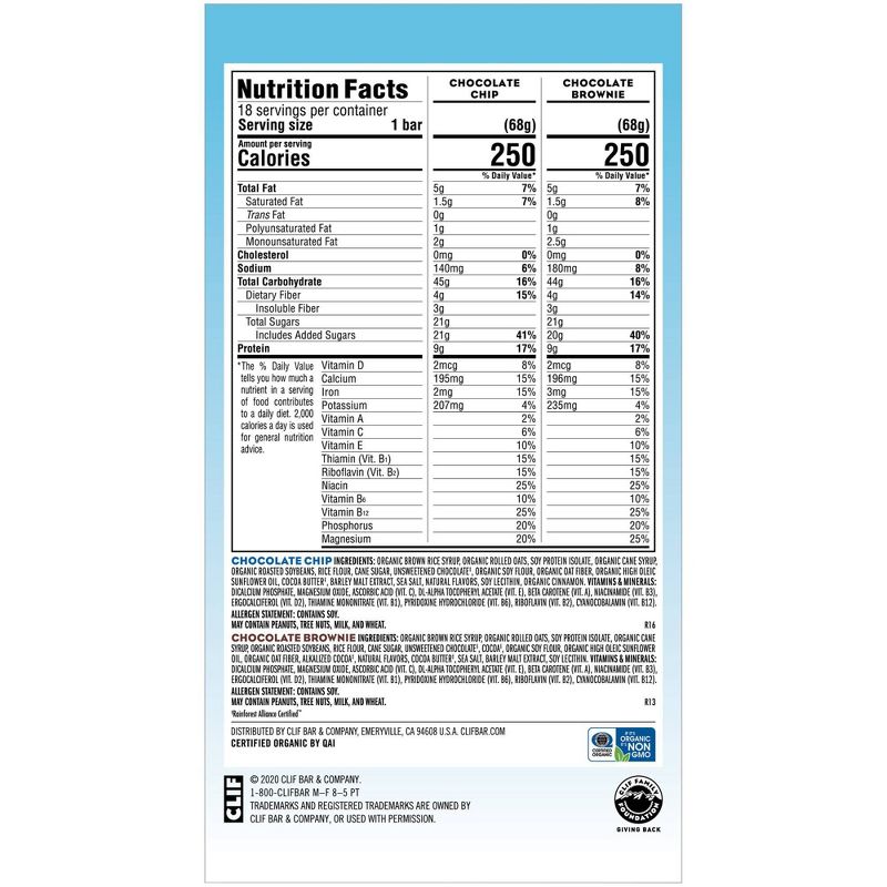 CLIF Bar Variety Pack Chocolate Chip and Chocolate Brownie Energy Bars - 43.2oz