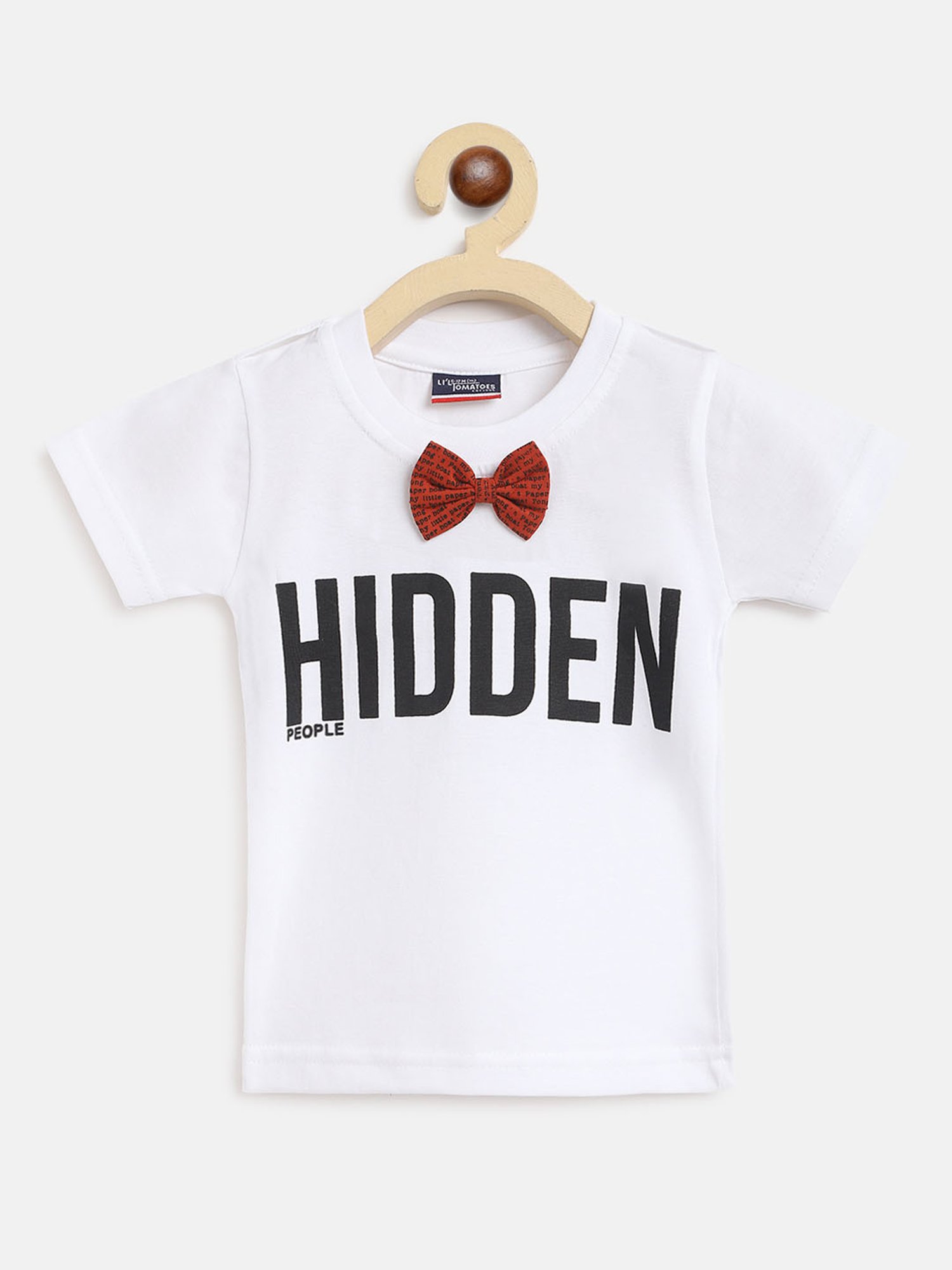 Li'l Tomatoes Kids White & Red Printed T-Shirt with Dungaree