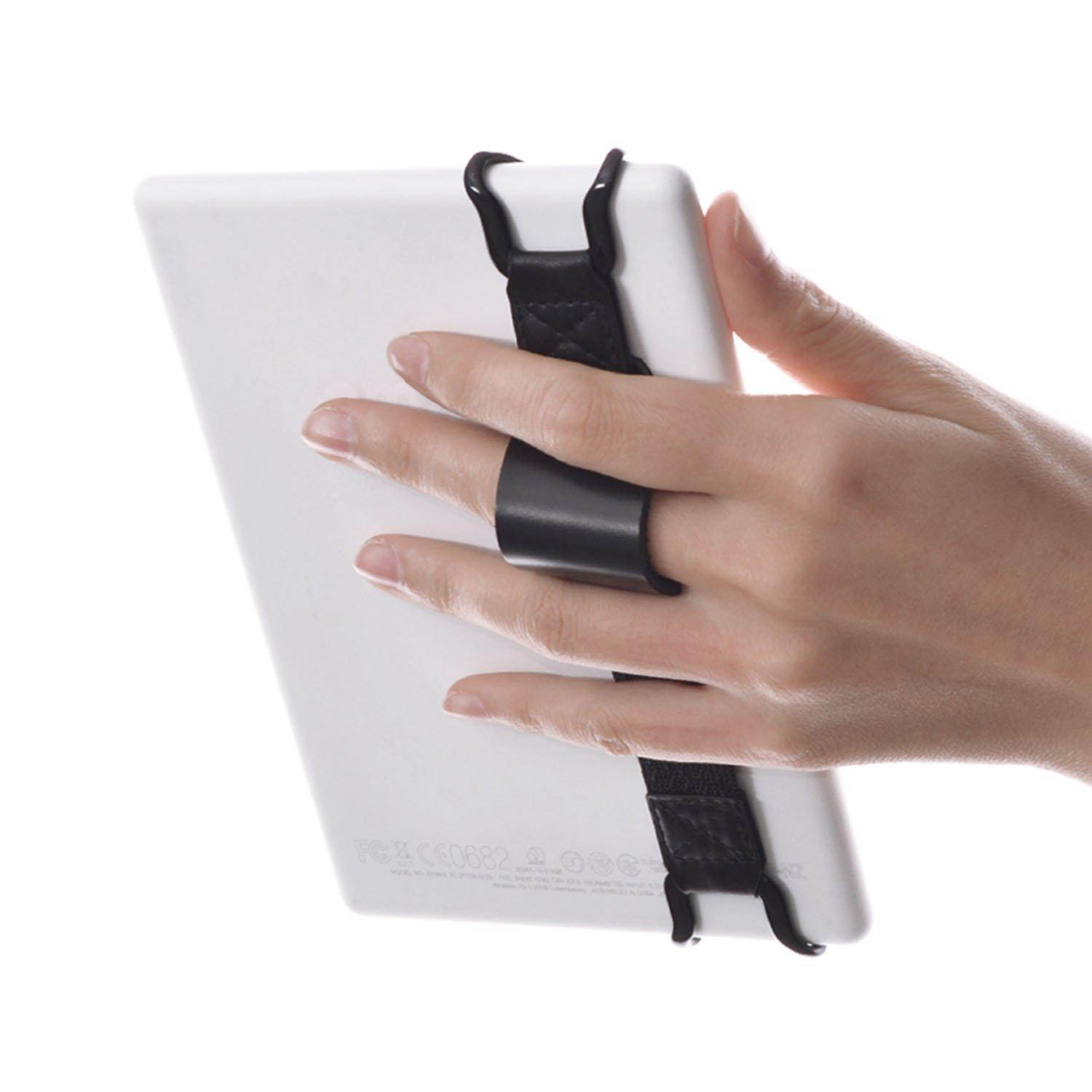 WANPOOL Universal Non-slip Hand Strap Holder Support with Adjustable Leather Belt Stand, for use with 6 Inch Kindle E-readers - Kindle Paperwhite / Voyage / Oasis / Fire HD 6 and More