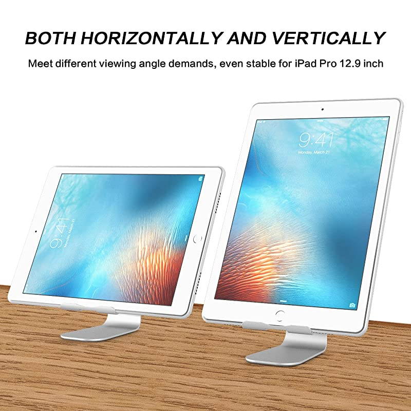 Adjustable Tablet Stand Compatible with iPad Tablets Up to 129 inch and all Cell Phones Stable Sticky Base Silver