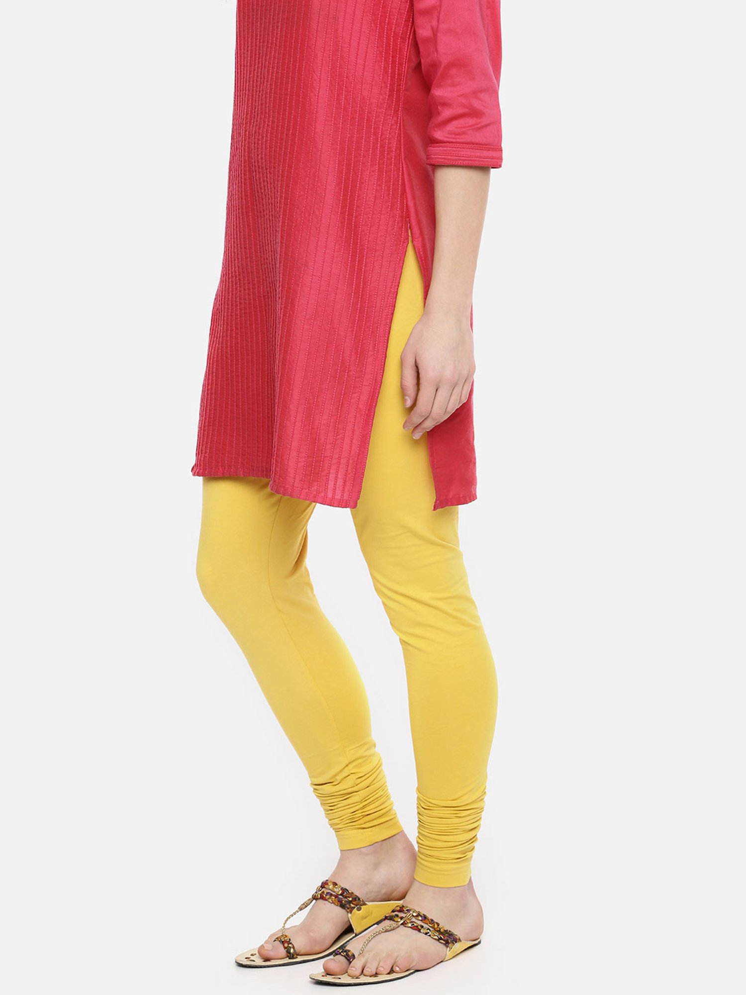 Dollar Missy Yellow Cotton Leggings