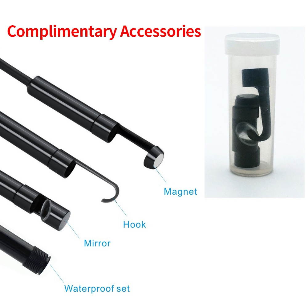 WiFi Endoscope 1200P Digital Handheld USB Endoscope Borescope Camera 8LEDs Adjustable IP68 Waterproof Hard Wire 5m