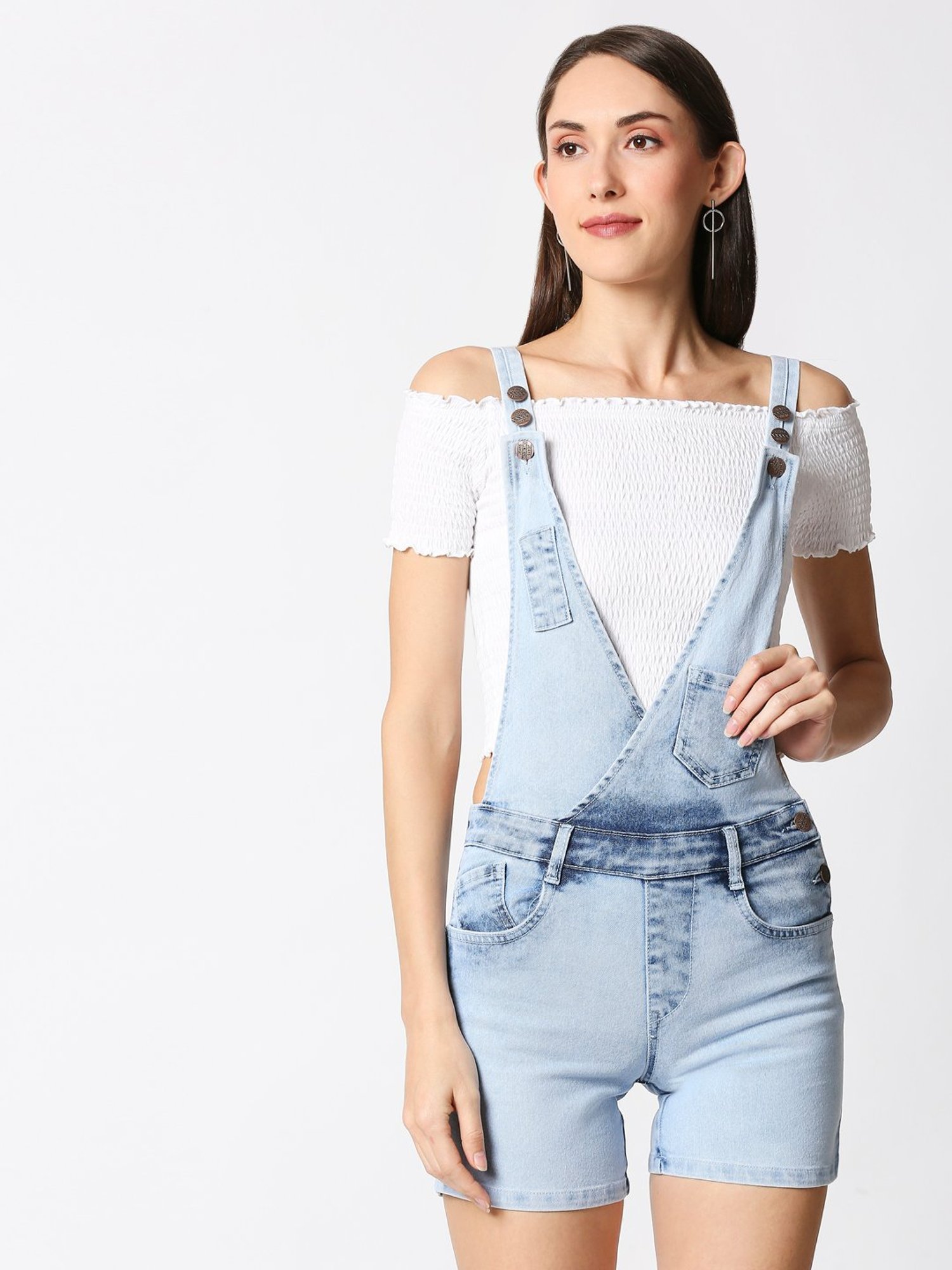 High Star Blue Cotton Dungarees