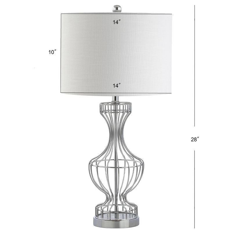28" Metal Honore Wire Frame Table Lamp (Includes LED Light Bulb) Silver - JONATHAN Y