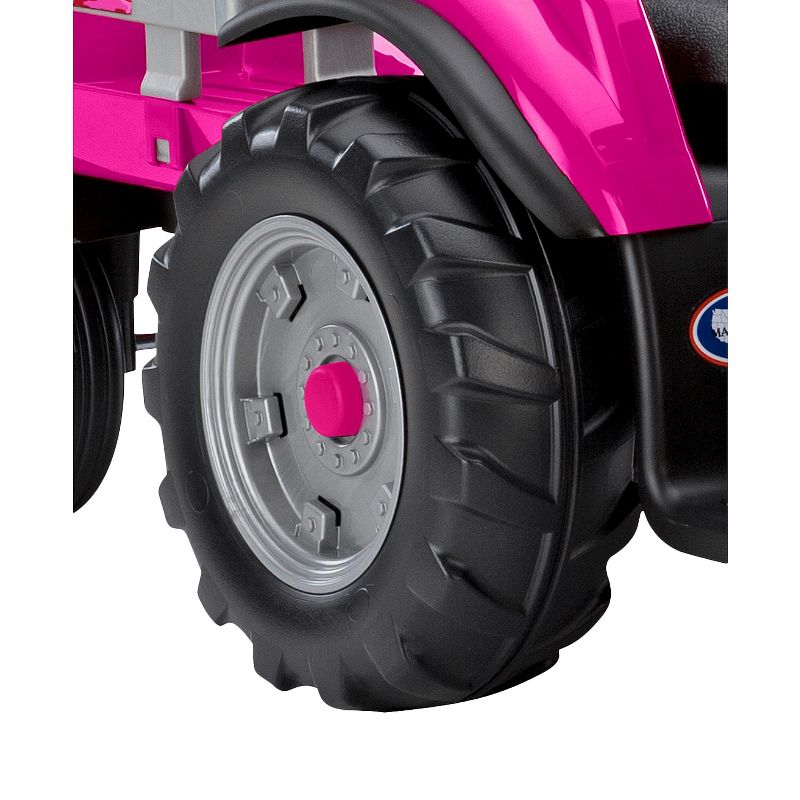 Peg Perego 12V Case IH Magnum Tractor with Trailer Powered Ride-On - Pink