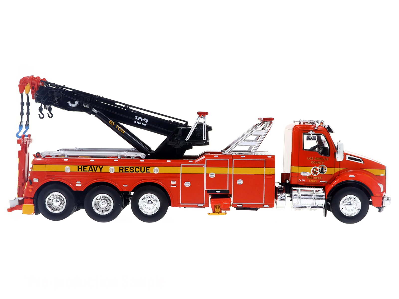 1973 Ward LaFrance Fire Engine "Los Angeles County Fire Department Engine 51" Red "5 Alarm" Series Limited Edition 1/87 (HO) Diecast Model by Iconic Replicas