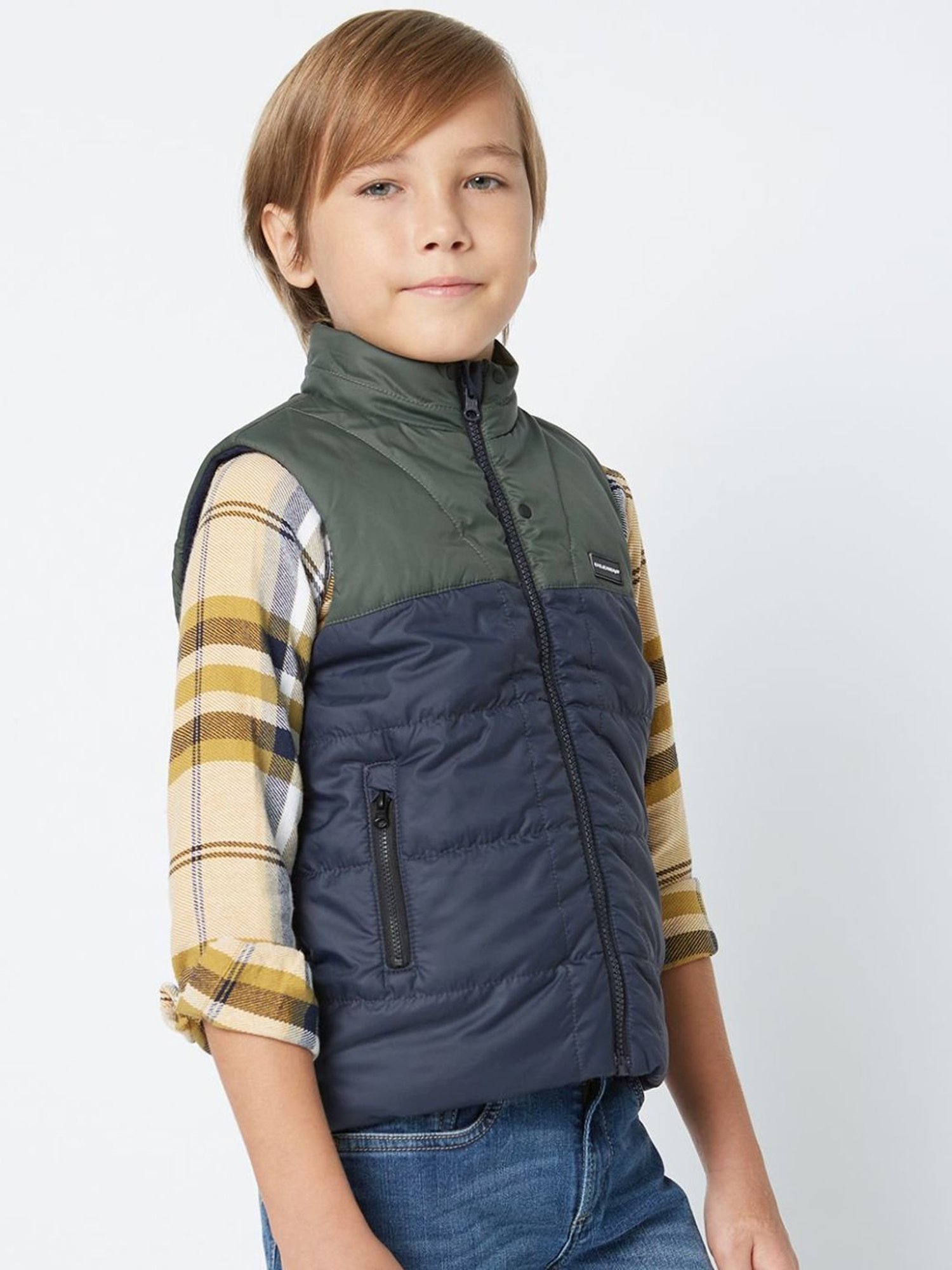 GAS Kids Navy & Green Color Block Jacket