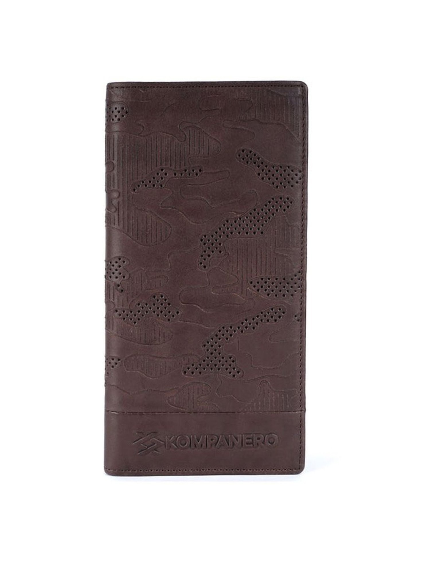 KOMPANERO Garrison Dark Brown Leather Textured Bi-Fold Wallet