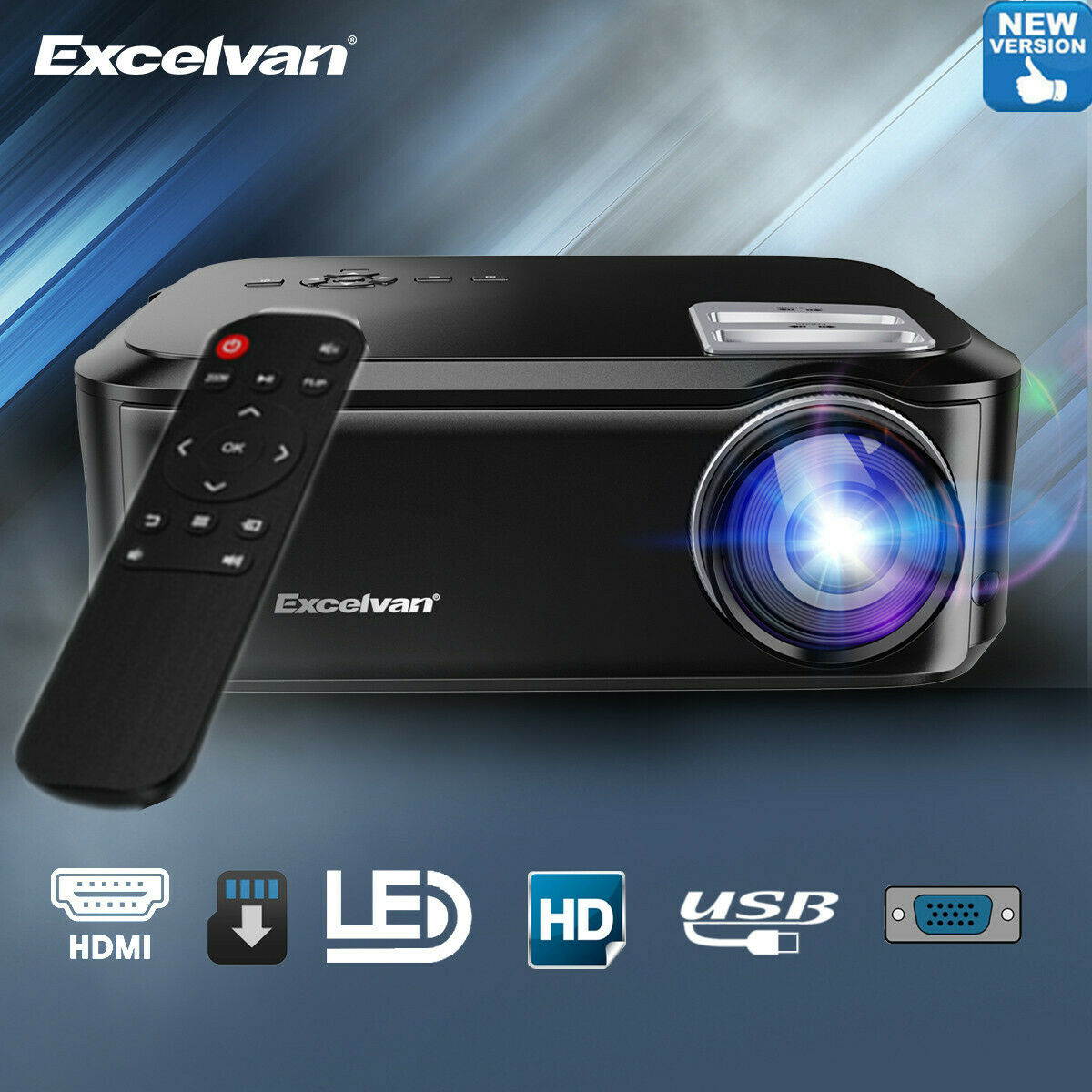 7000Lumens HD 1080P Projector Projector Video Home Theater Multimedia HDMI 200"