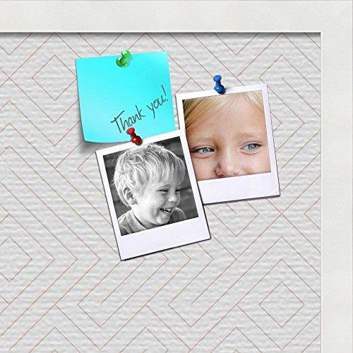 PinPix custom printed pin cork bulletin board made from canvas, Maze White Grapefruit 18x12 Inches (Completed Size) and framed in Satin White Frame (PinPix-Group-91)