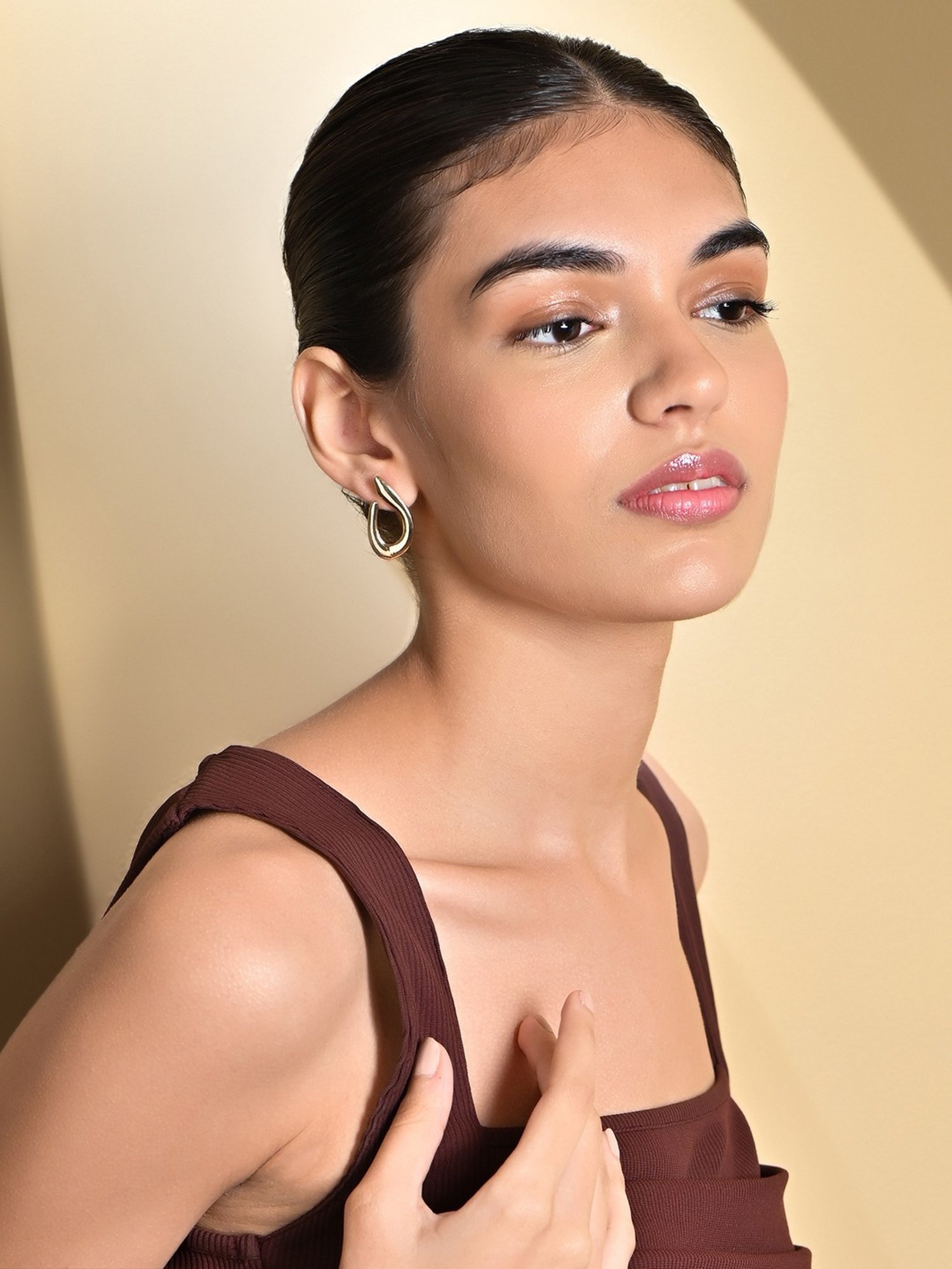 ToniQ Molten Gold Plated Hoop Earrings for Women