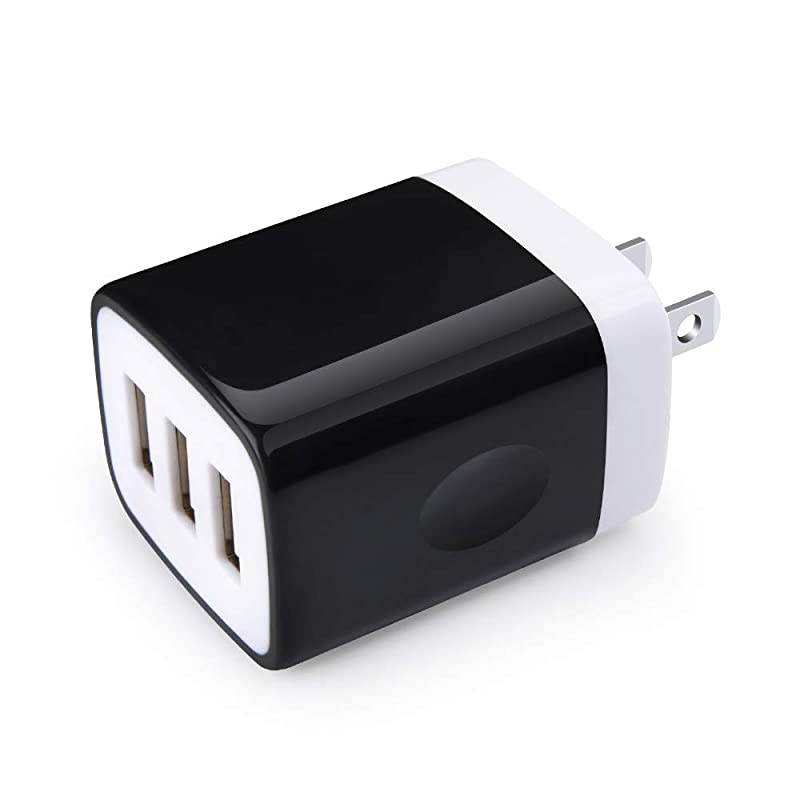 3 Port USB Wall Plug  31A Ultra Compact Charger Adapter Home Travel Charging Cube Block Compatible iPhone Xs X 8 7 6s Plus Samsung S9 S8 S7 S6 Note 8 LG Nexus One Plus HTC Moto Nokia