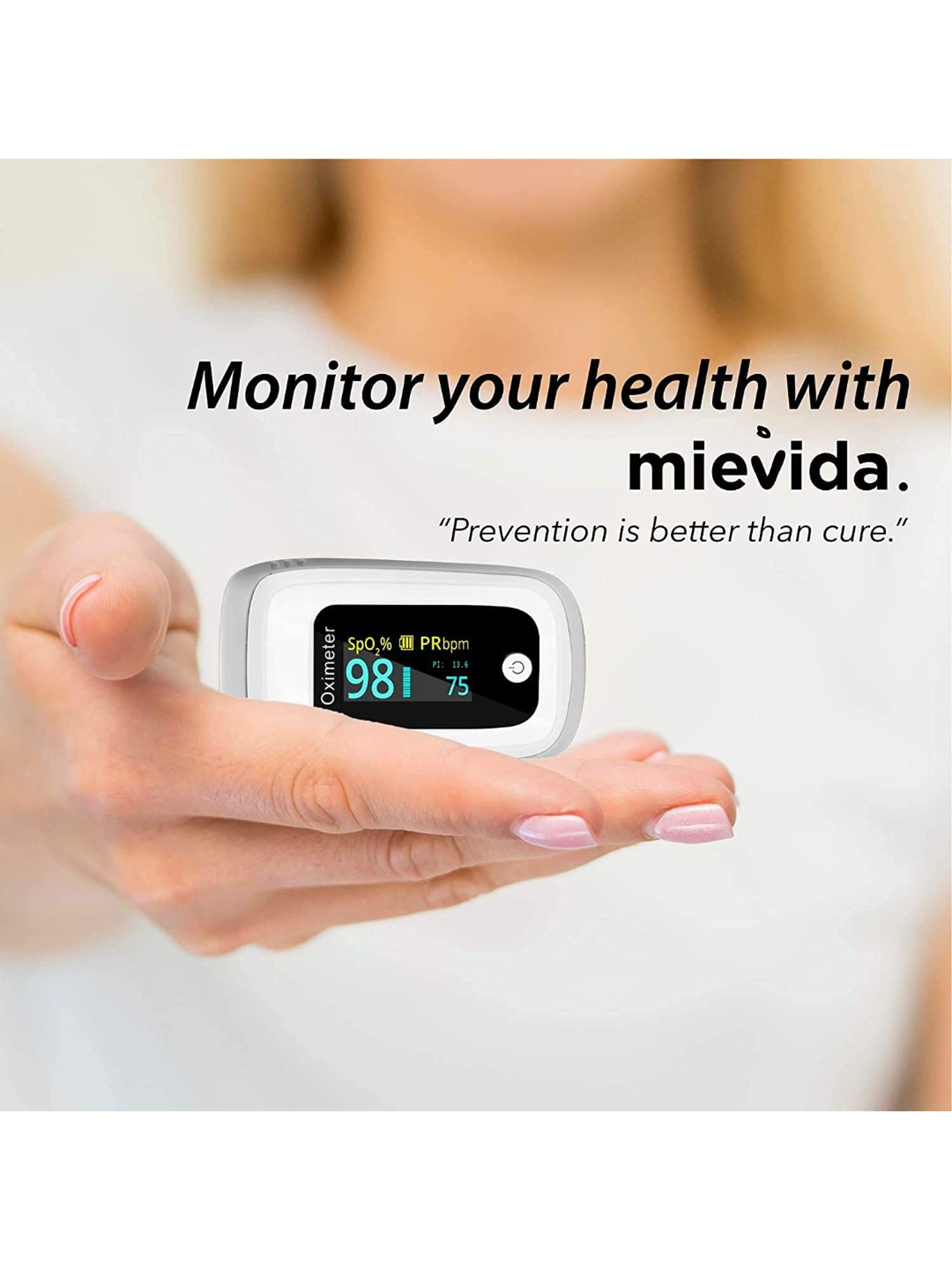 Mievida Finger Tip Pulse Oximeter with OLED Display, Hi or Low Spo2, Pulse Rate Indicator