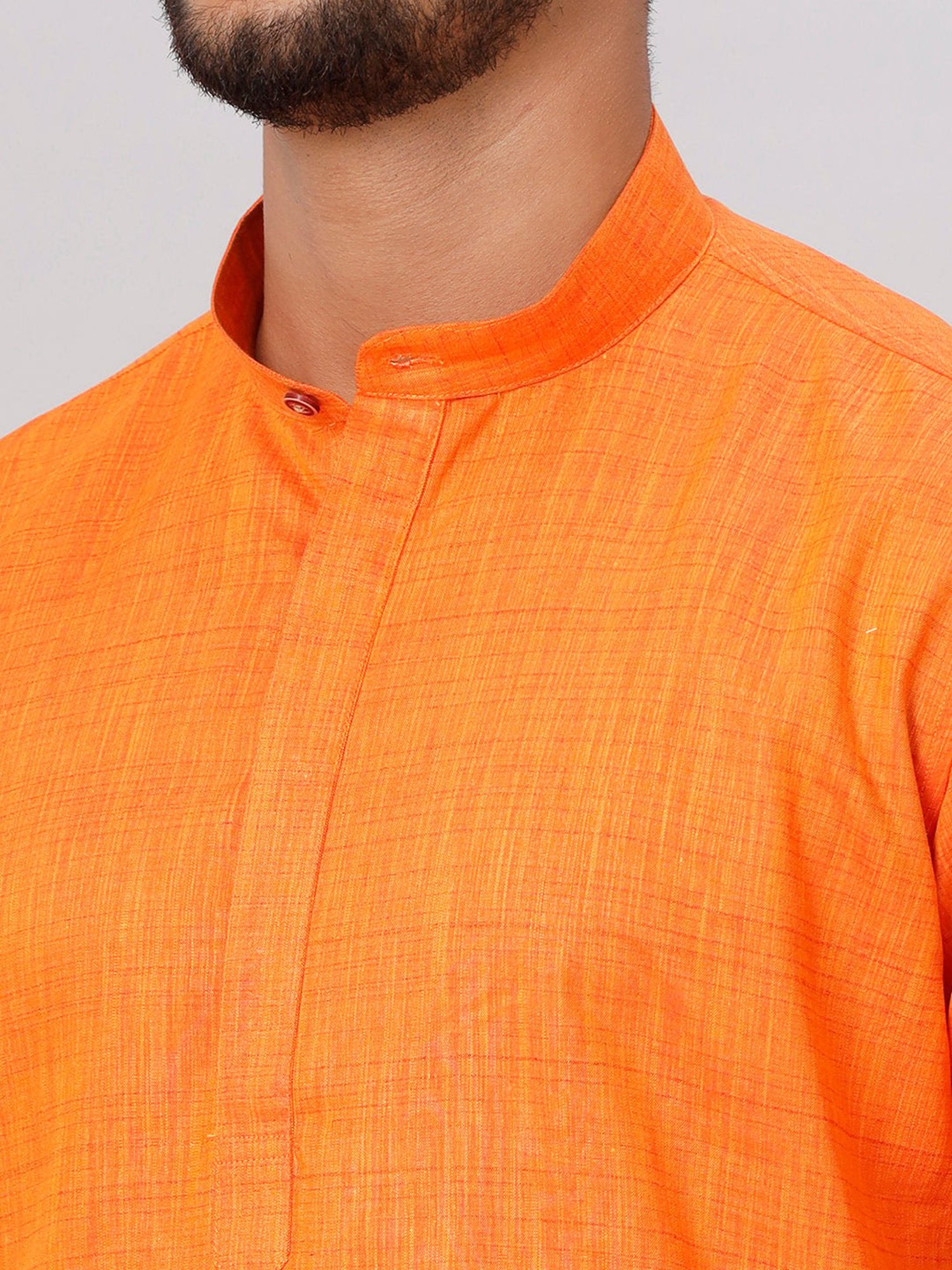 Ramraj Orange Cotton Regular Fit Kurta Set with Bottom