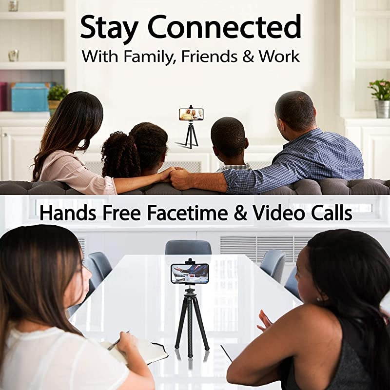 Flexible 11quot Phone Tripod Stand Rugged Adjustable Waterproof for GoPro Camera iPhone XRXS Max XSX 88P Android Samsung Galaxy Pixel Facetime Wireless Bluetooth Remote Grey