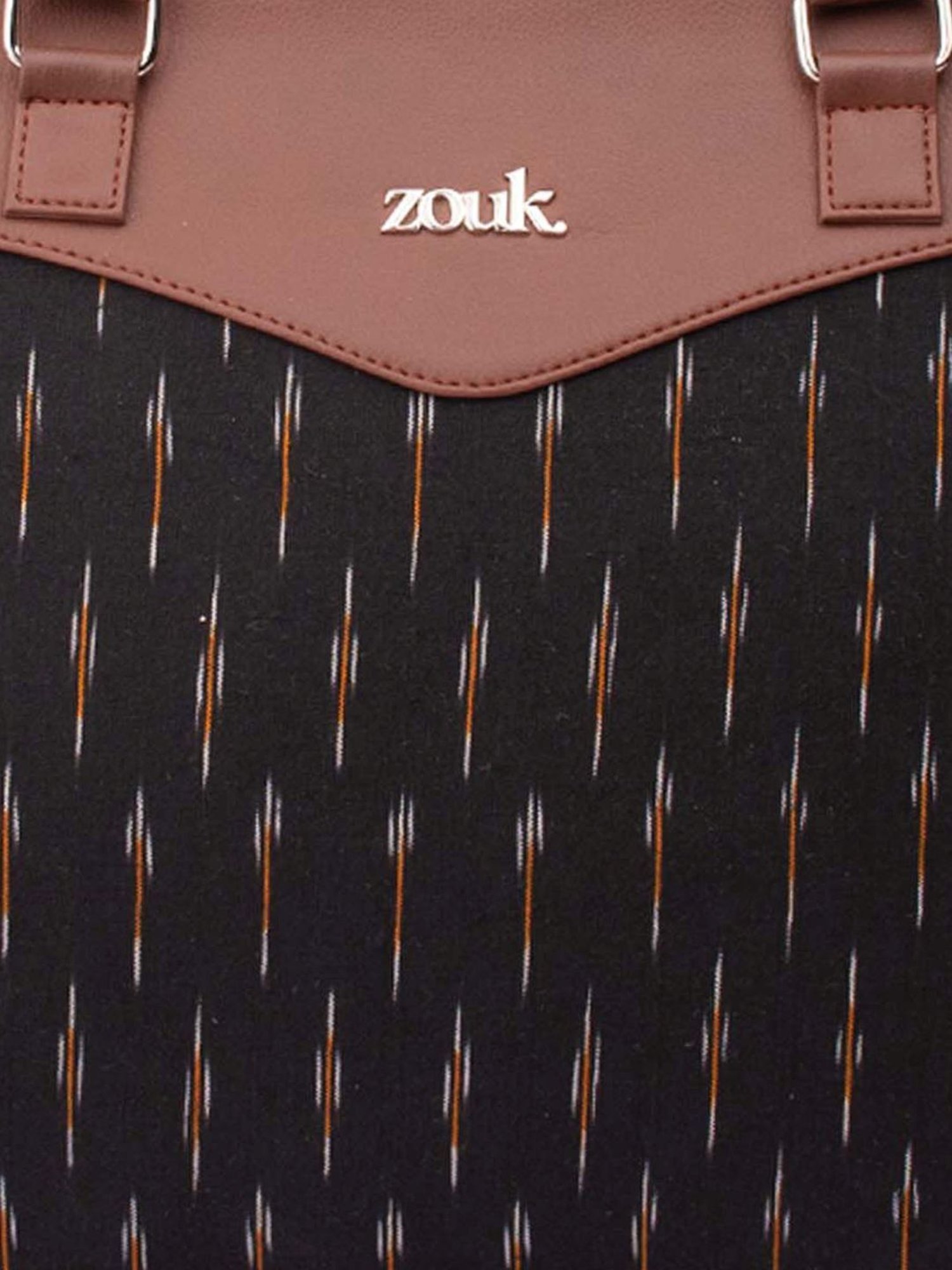 Zouk Ikat Black Jute Printed Tote Handbag