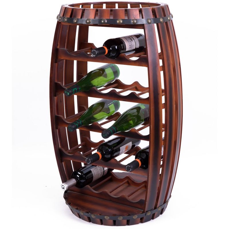 Vintiquewise Large Wooden Barrel Shaped 23 Bottle Wine Rack