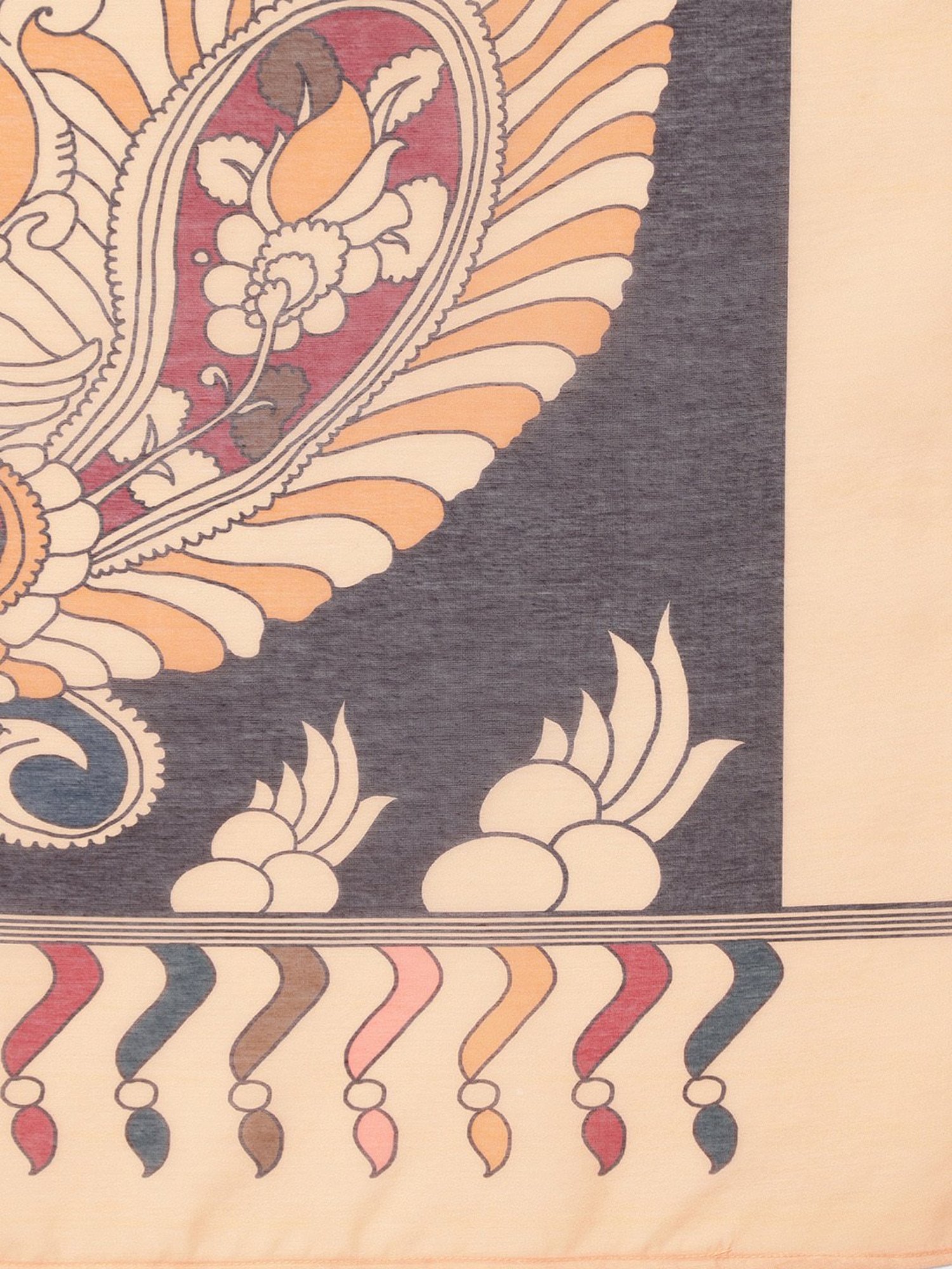 DECKEDUP Black Printed Dupatta