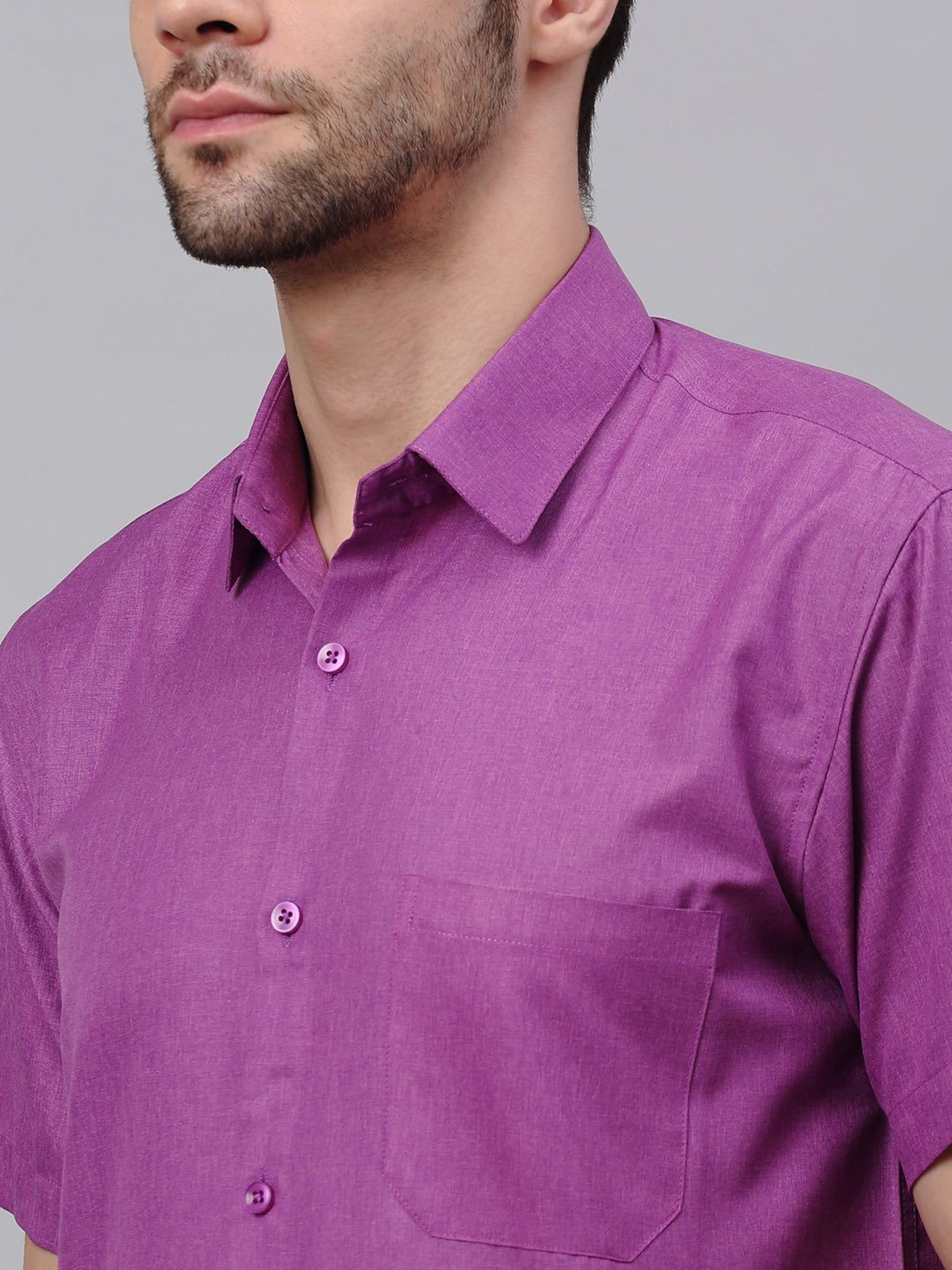 Jainish Purple Cotton Regular Fit Shirt