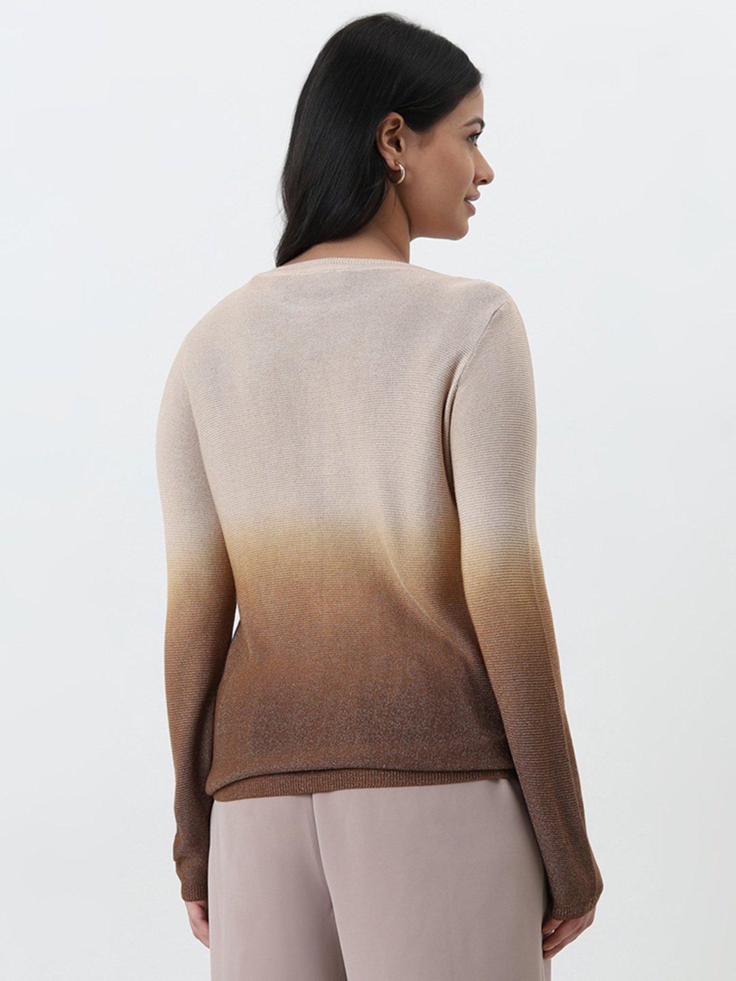 Gia by Westside Beige Shimmery Sweater