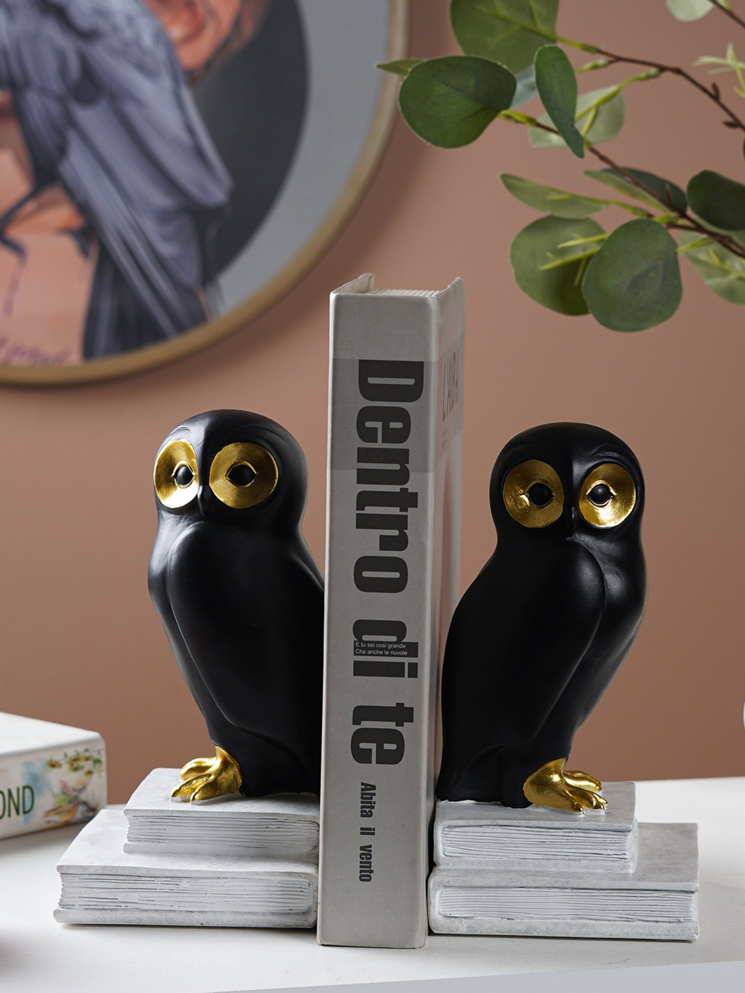 The Artment Decorative Set of 2 Black Owl Polyresin Bookend - Book Organizer