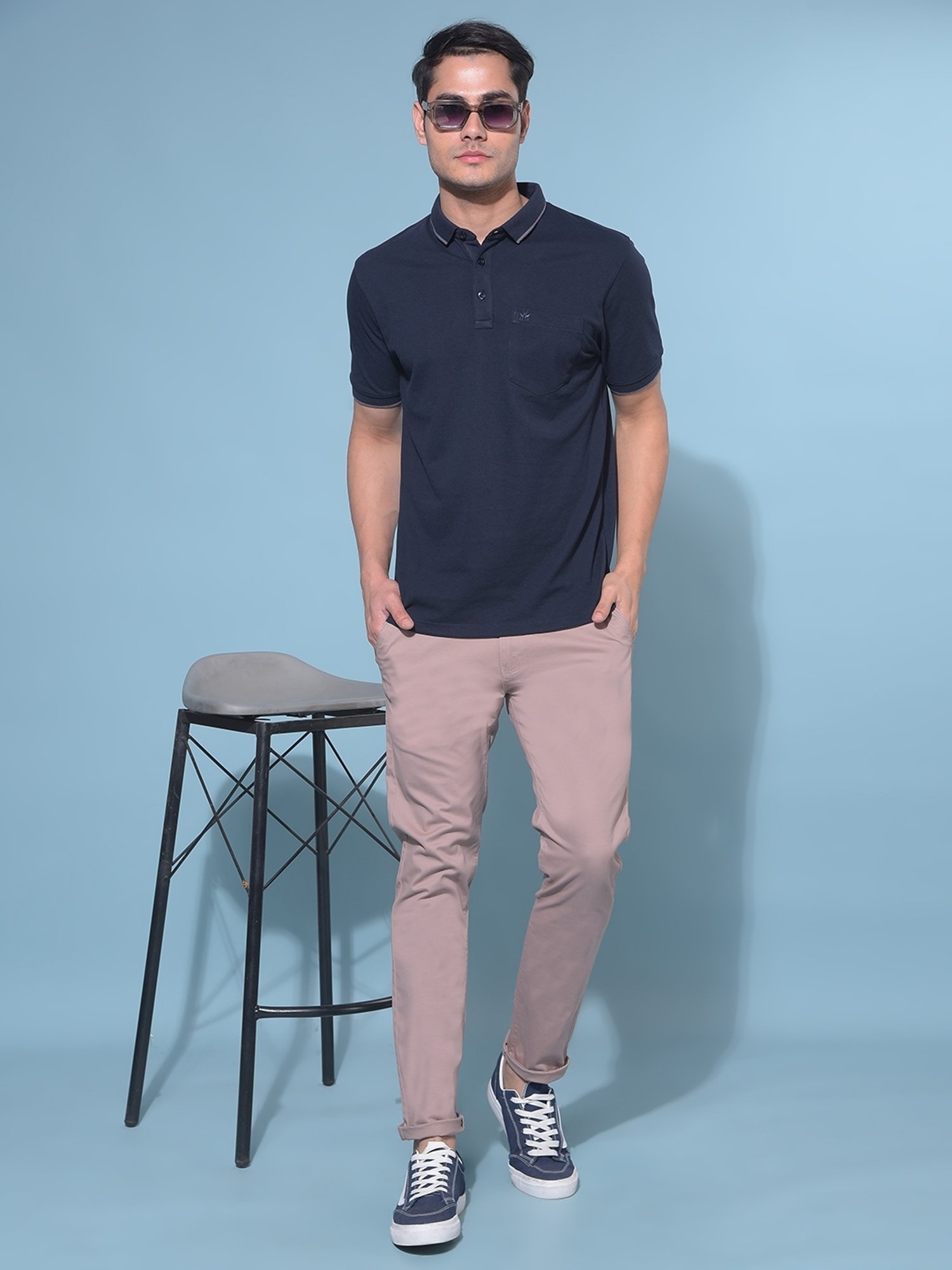 Crimsoune Club Navy Blue Slim Fit Polo T-Shirt