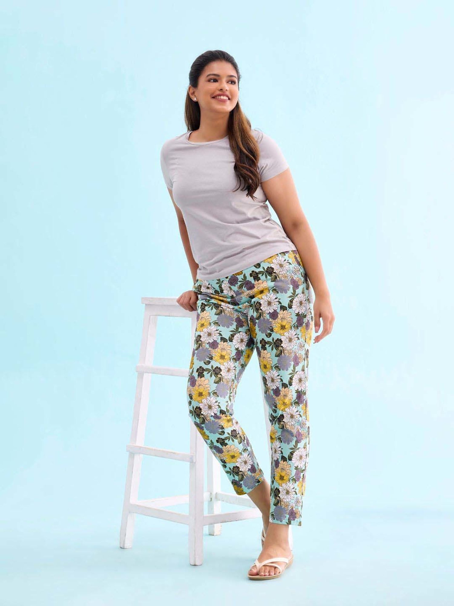 Go Colors! Green Cotton Printed Lounge Pants