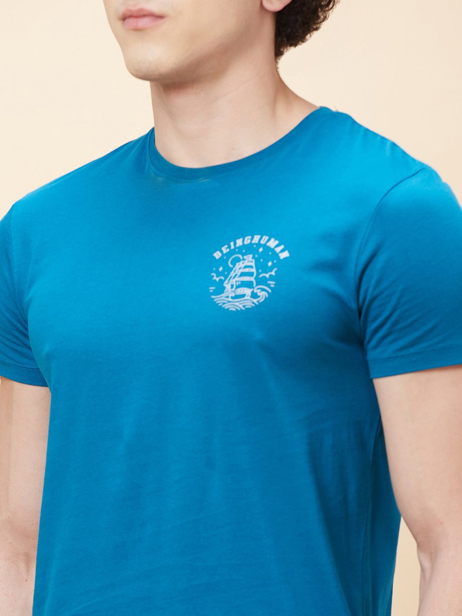 Being Human Teal Regular Fit Crew T-Shirt