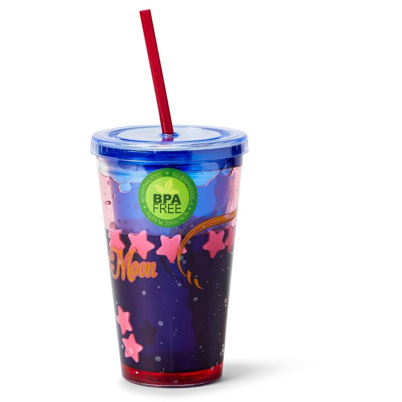 Just Funky Sailor Moon Confetti Plastic Tumbler Cup With Lid & Straw | Holds 16 Ounces
