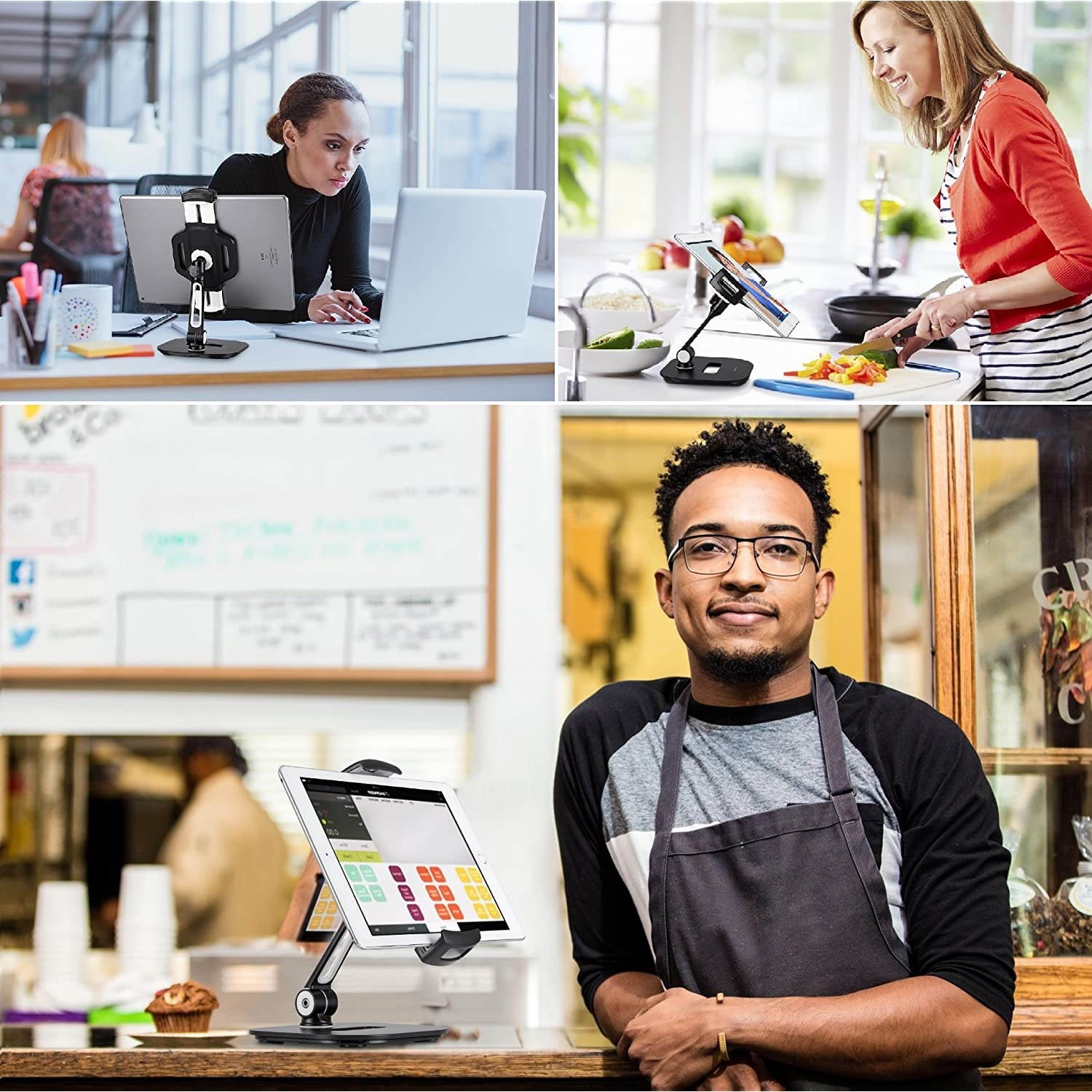 AboveTEK Bracket Tablet Holder for 5.5-13.5" Tablet & Phone (Holder Only), to Be Paired with Compatible AboveTEK Tablet Stand as Swivel Folding Clamp Mount for Kitchen Office Desk POS Kiosk Reception