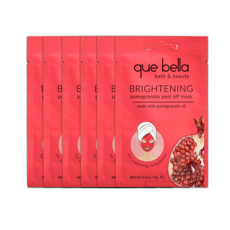 Que Bella Brightening Pomegranate Peel Off Face Mask - 6ct