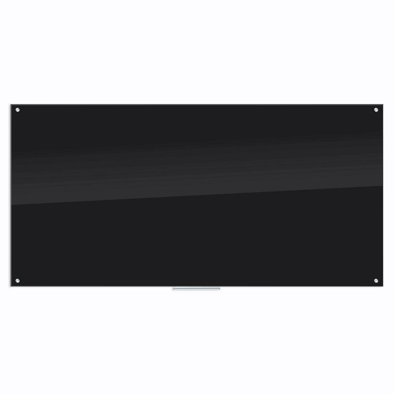 U Brands 96"x48" Glass Dry Erase Board Frameless Black Surface