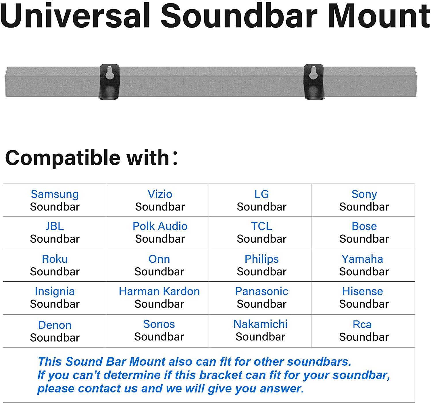 Universal Soundbar Wall Mount Brackets Floating Shelf for Samsung, Sony, Insignia, Nakamichi, Polk Audio, Vizio, Roku, Bose, Onn Sound Bar Mounts Mounting Bracket Soundbar Mount