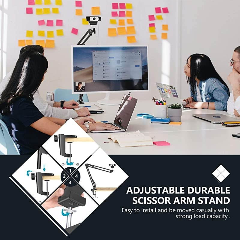 Desktop Clamp Adjustable Suspension Boom Scissor Arm Stand Holder 360 Degree Rotation Swivel Mount, Load up to 2.2 pounds/1 kilograms for Logitech Webcam C922 C930e C930 C920 C615 C960 C980 pro