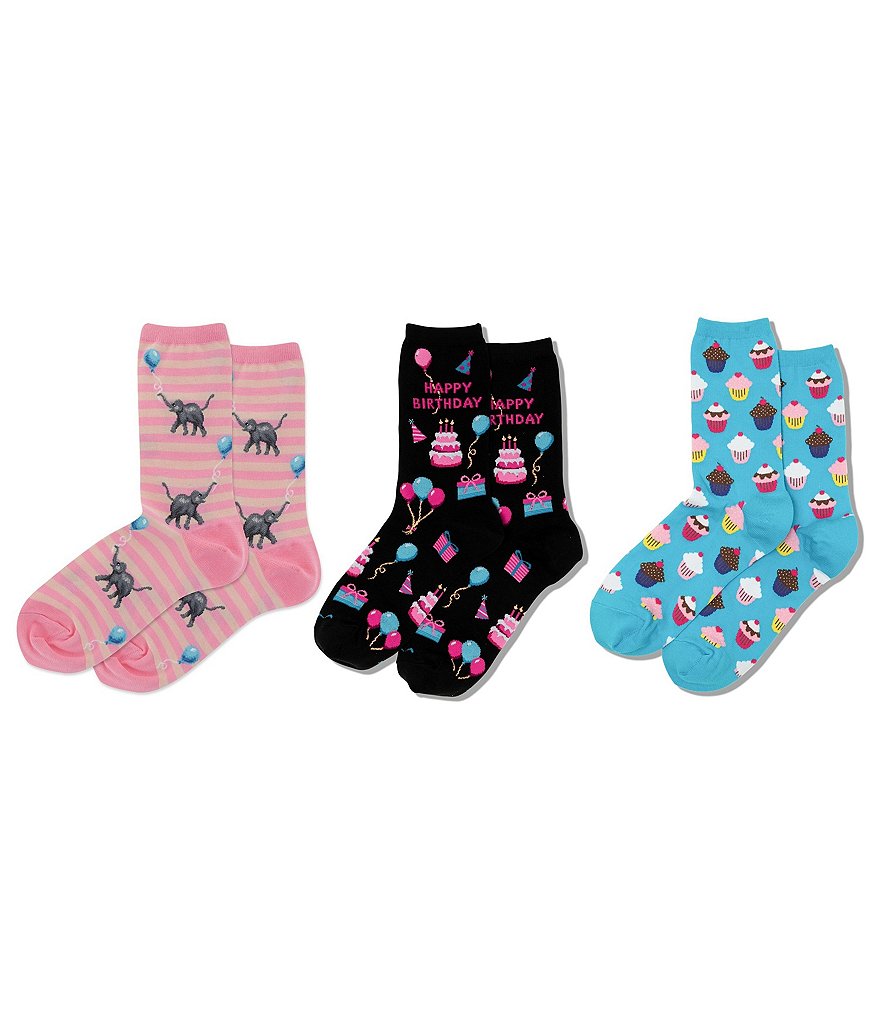 Hot Sox Women's Birthday Crew Socks, 3 Pack