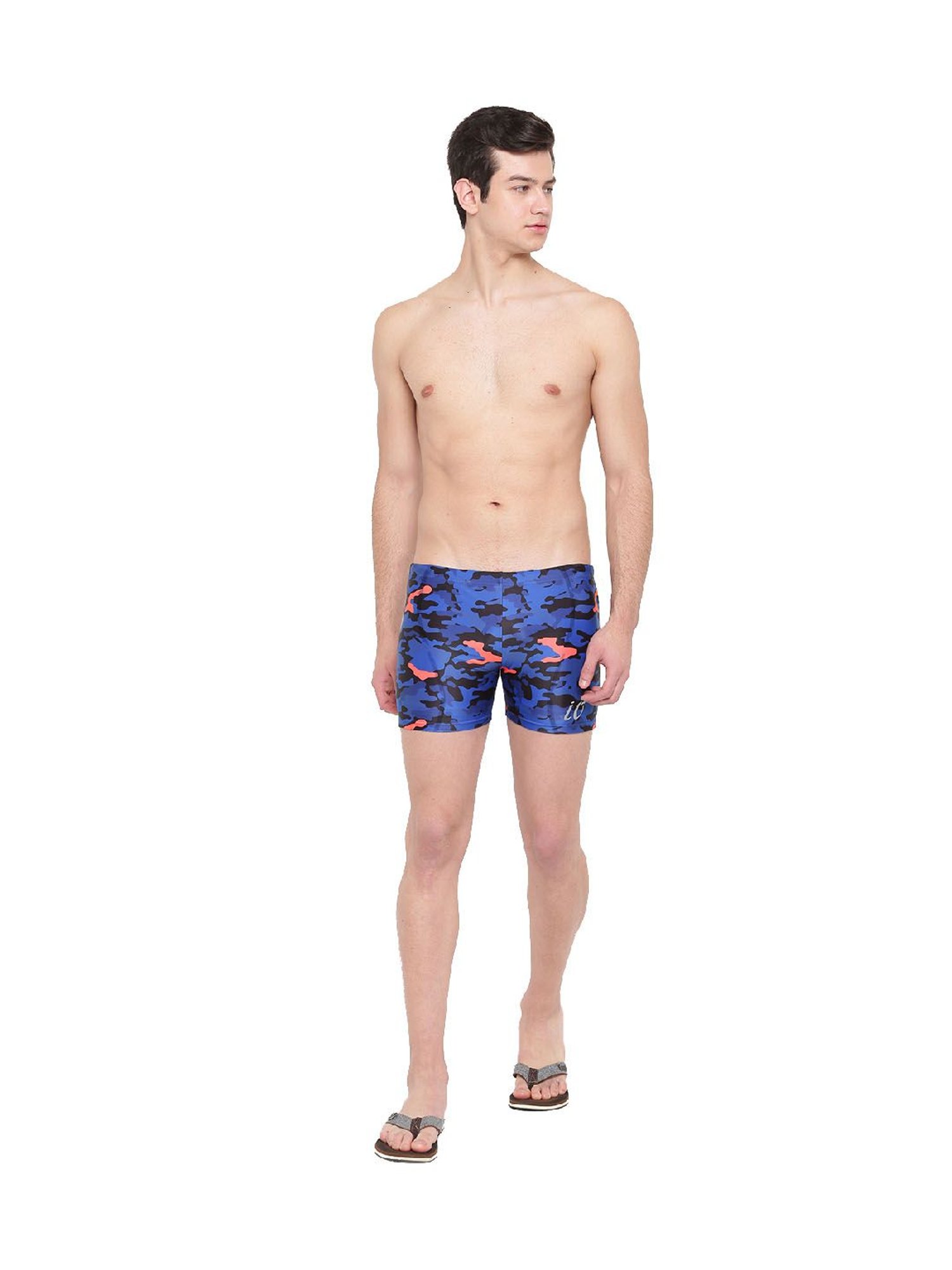 IO Blue Camo Skinny Fit Swim Shorts