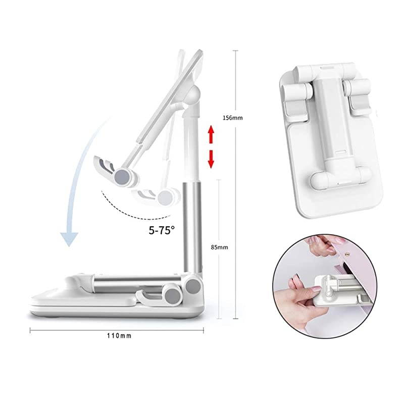 Phone Holder for Desk Foldable Adjustable Mobile Phone Stand for Bed Compatible with iPhone ipad Mini Small Tablet