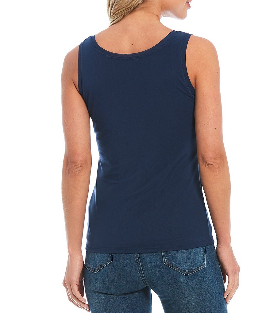 Reba Heather Scoop Neck Sleeveless Mesh Tank