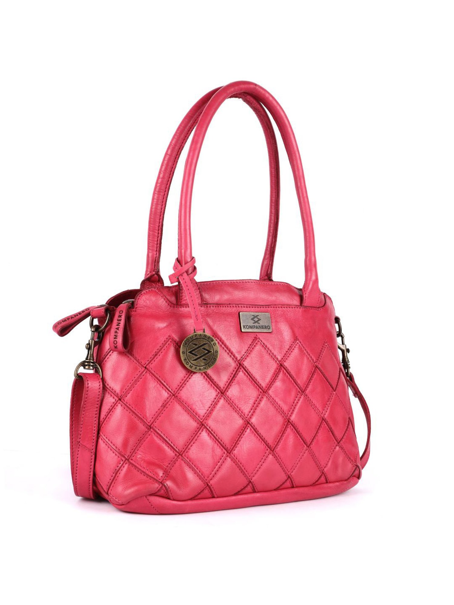 KOMPANERO Anna Fuchsia Leather Textured Shoulder Handbag
