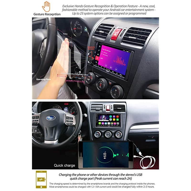 A6 Android Car Navigation Stereo with Dual Bluetooth & Phone Fast Charge - PRO A6Y2721PRB-G 2GB / 32GB 2DIN in Dash Entertainment Multimedia Radio,Gesture Operation,WiFi, Support 256G SD &More