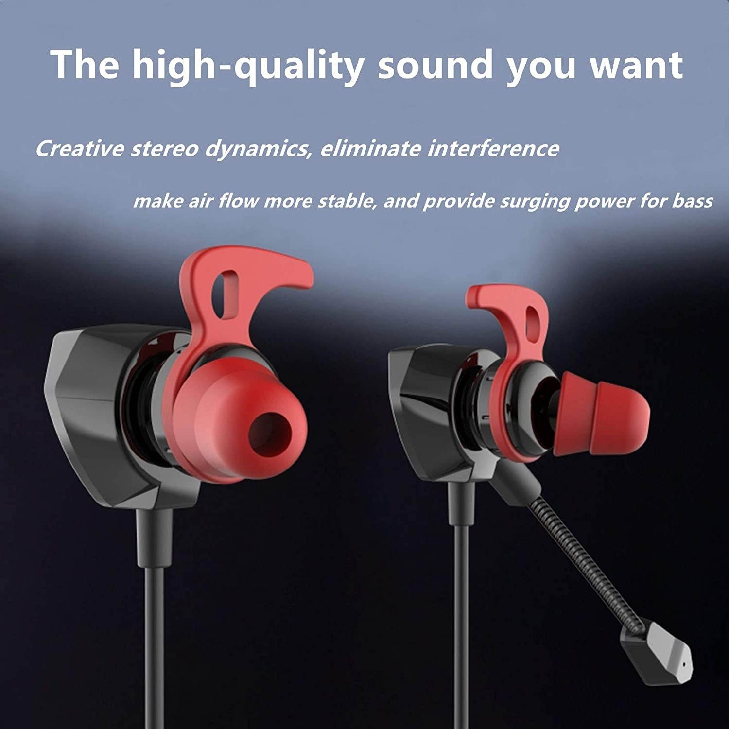 LTXHorde Wired Gaming Earplugs 10mm Driver Unit, Strong Bass, High Fidelity Sound Quality, Detachable Noise-Cancelling Microphone, Ideal Headset for Playing Games, Suitable for 3.5mm Audio Jack