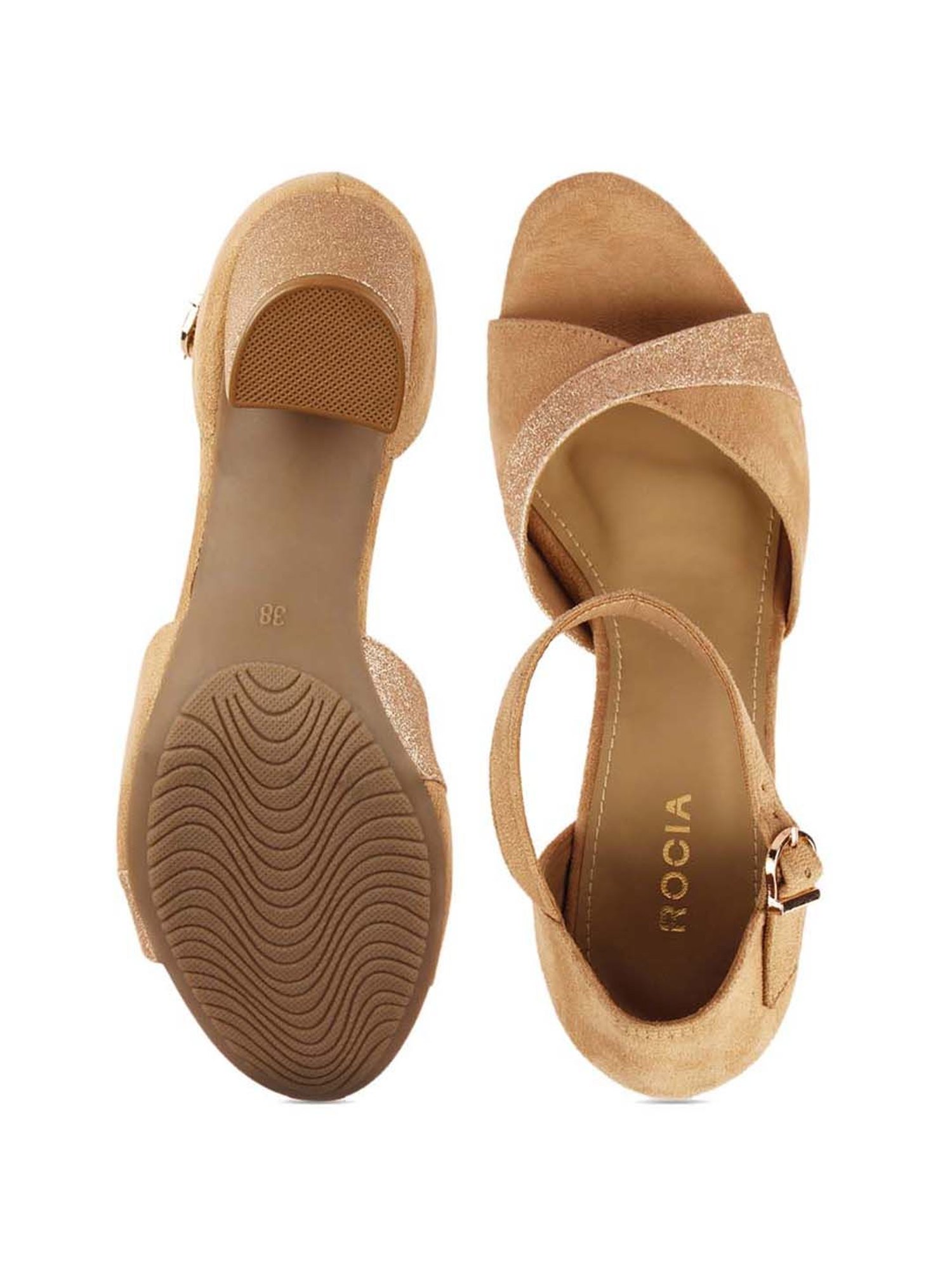 Rocia by Regal Women's Beige Ankle Strap Sandals